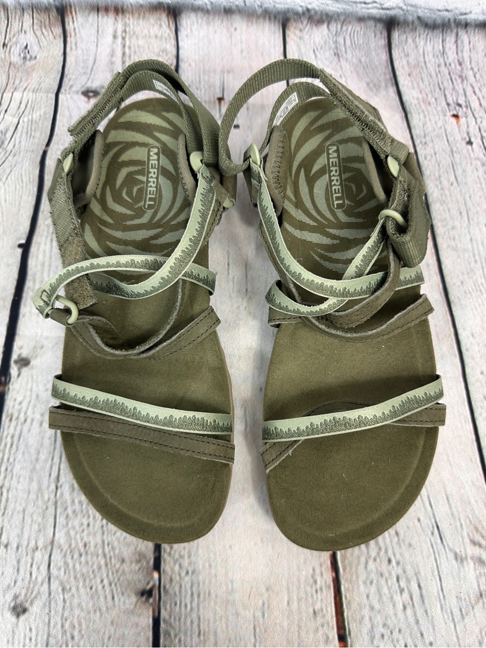 Merrell Women's Terran 3 Cush Lattice sport sandals olive green size 7